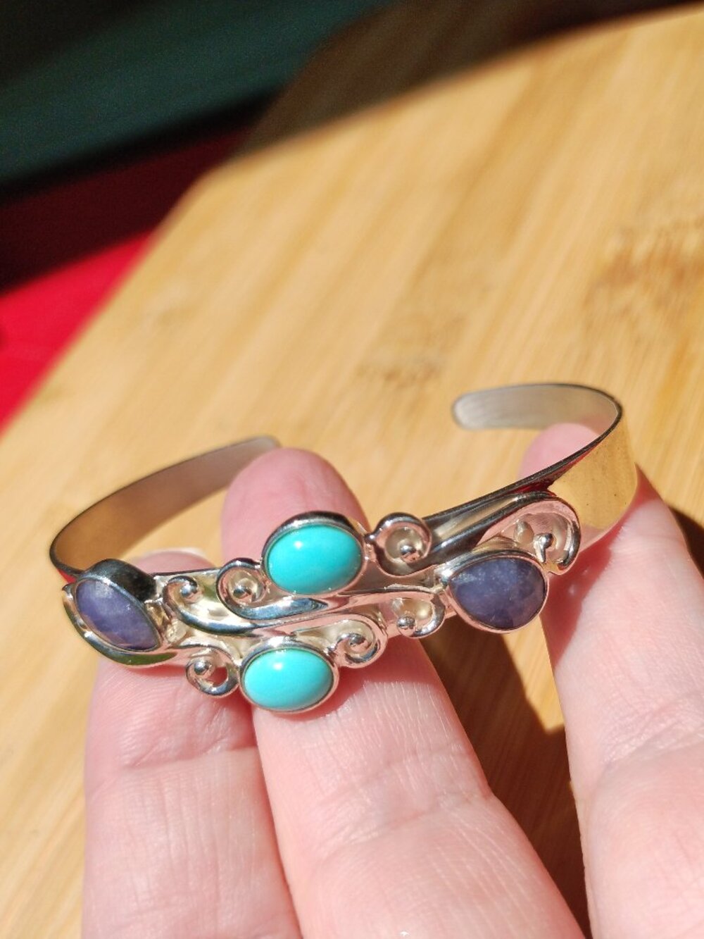 Jay King DTR Campitos Turquoise Tanzanite 925 Sterling Silver cuff bracelet